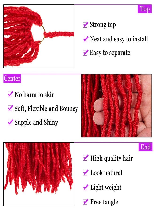 ZRQ 24 Inch New Faux Locs Crochet Hair 7 Packs Red Goddess Locs Crochet Hair Pre-Looped Soft Locs Braiding Hair Afro Roots Synthetic Hair Extensions (24 Inch, RED#) - Image 3